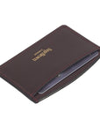 Burgundy Saffiano Flat Leather Credit Card Case With RFID Blocking Lining