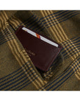 Burgundy Saffiano Flat Leather Credit Card Case With RFID Blocking Lining