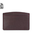 RFID Flat Leather Card Holder, burgundy saffiano, front view