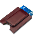 Flat magnetic leather money clip card holder, burgundy