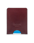 Flat magnetic leather money clip card holder, burgundy, back