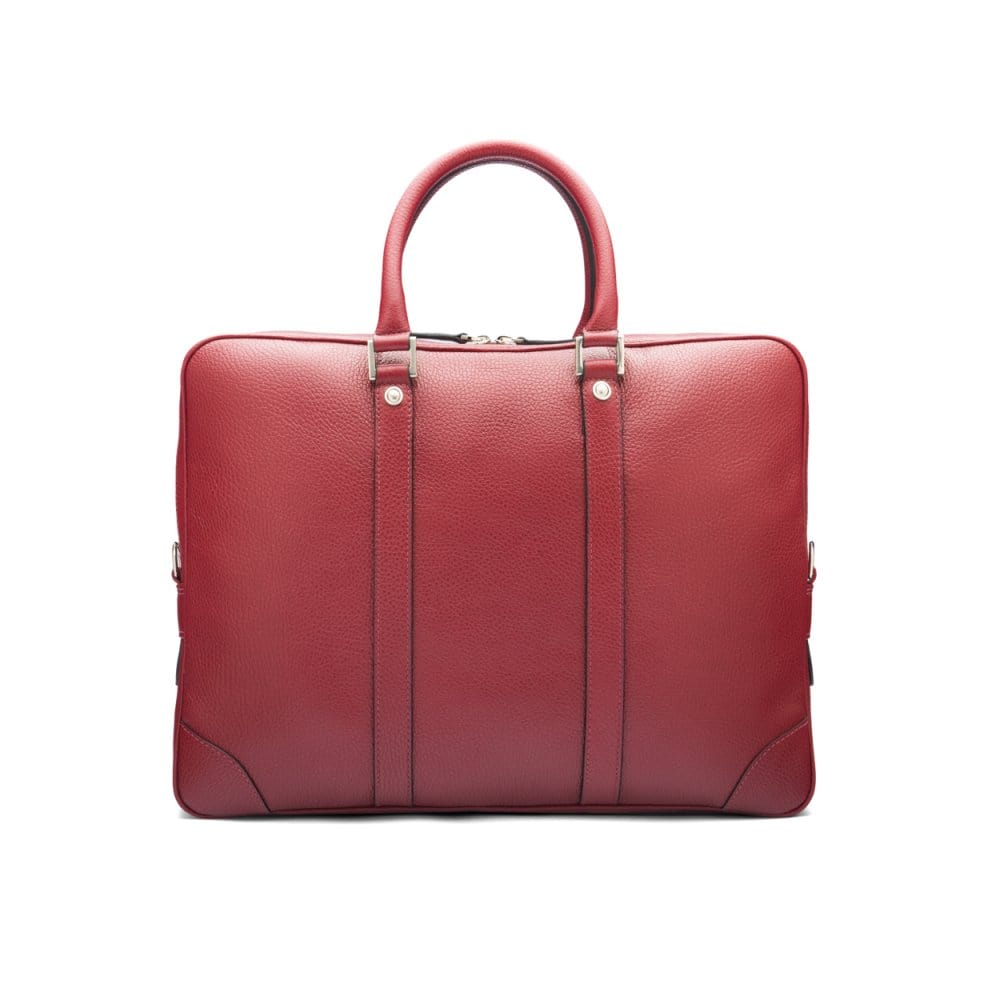 15" leather laptop bag, burgundy, front
