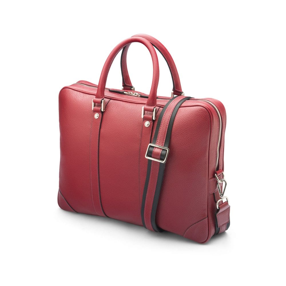 15" leather laptop bag, burgundy, side
