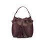 Woven leather bucket bag, burgundy, front