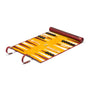 Leather backgammon roll, burgundy with mustard