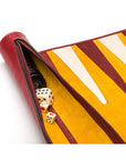 Leather Backgammon Roll - Burgundy With Mustard