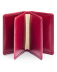 Leather bifold card wallet, burgundy, front