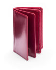 Leather bifold card wallet, burgundy, front