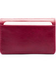 Leather bifold card wallet, burgundy, front view