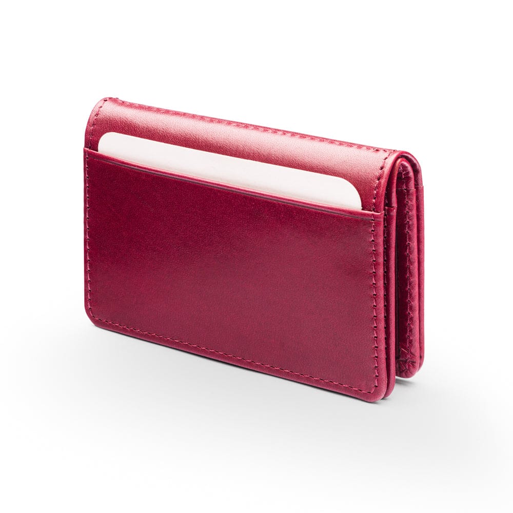 Leather bifold card wallet, burgundy, back