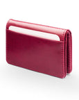 Leather bifold card wallet, burgundy, back