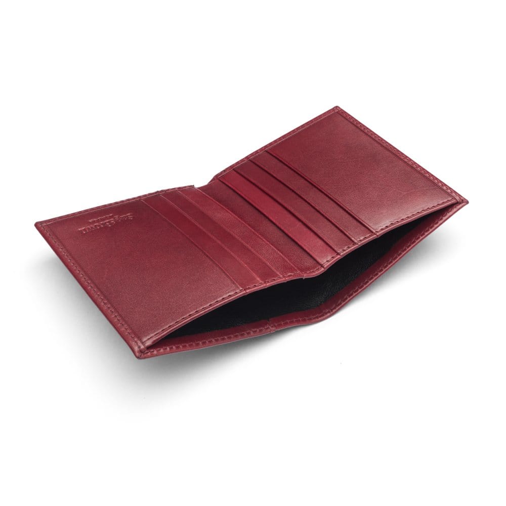 Leather compact billfold wallet 6CC, burgundy, inside