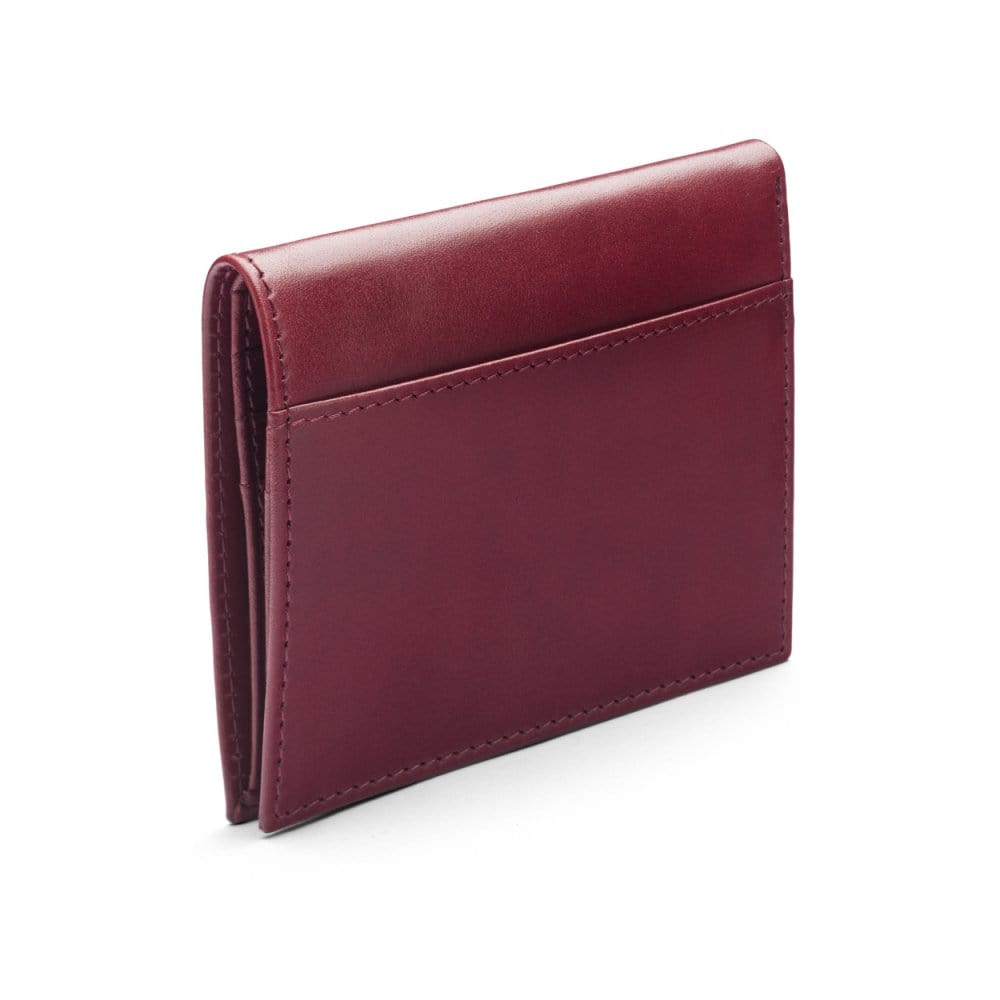 Leather compact billfold wallet 6CC, burgundy, back