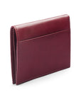 Leather compact billfold wallet 6CC, burgundy, back