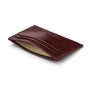 Flat leather credit card holder with middle pocket, 5 CC slots, burgundy, inside