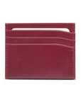 Leather flat credit card wallet 6 CC, burgundy, front