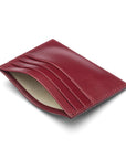 Leather flat credit card wallet 6 CC, burgundy, inside