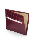 Leather side opening flat card holder, burgundy, inside