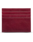 Leather side opening flat card holder, burgundy, front