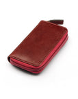 Leather zip around key case, burgundy, front