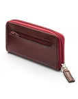 Leather zip around key case, burgundy, back