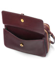 Compact crossbody bag, burgundy saffiano, front pocket