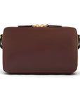 Compact crossbody bag, burgundy saffiano, back