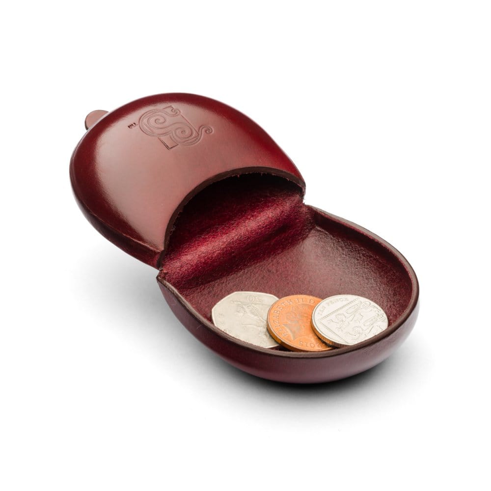 Moulded Compact Coin Purse - Burgundy