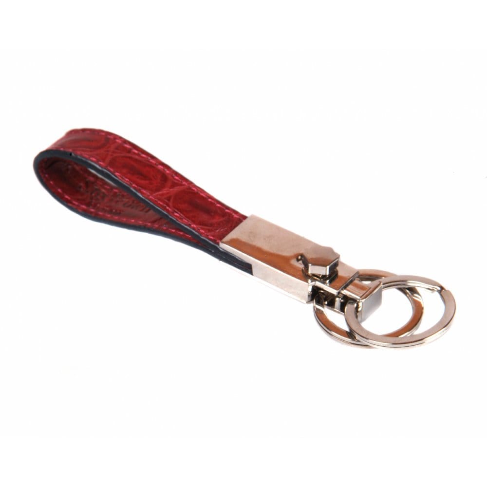 Burgundy Real Croc Detachable Key Ring