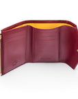 RFID blocking leather envelope purse, burgundy, inside