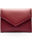 RFID blocking leather envelope purse, burgundy, front