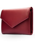 RFID blocking leather envelope purse, burgundy, side