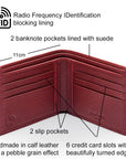 RFID wallet, burgundy, features