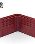 RFID wallet, burgundy, open