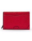 RFID pop-up credit card case, burgundy, front view