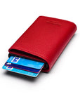 RFID wallet with pop-up credit card case, burgundy, back view