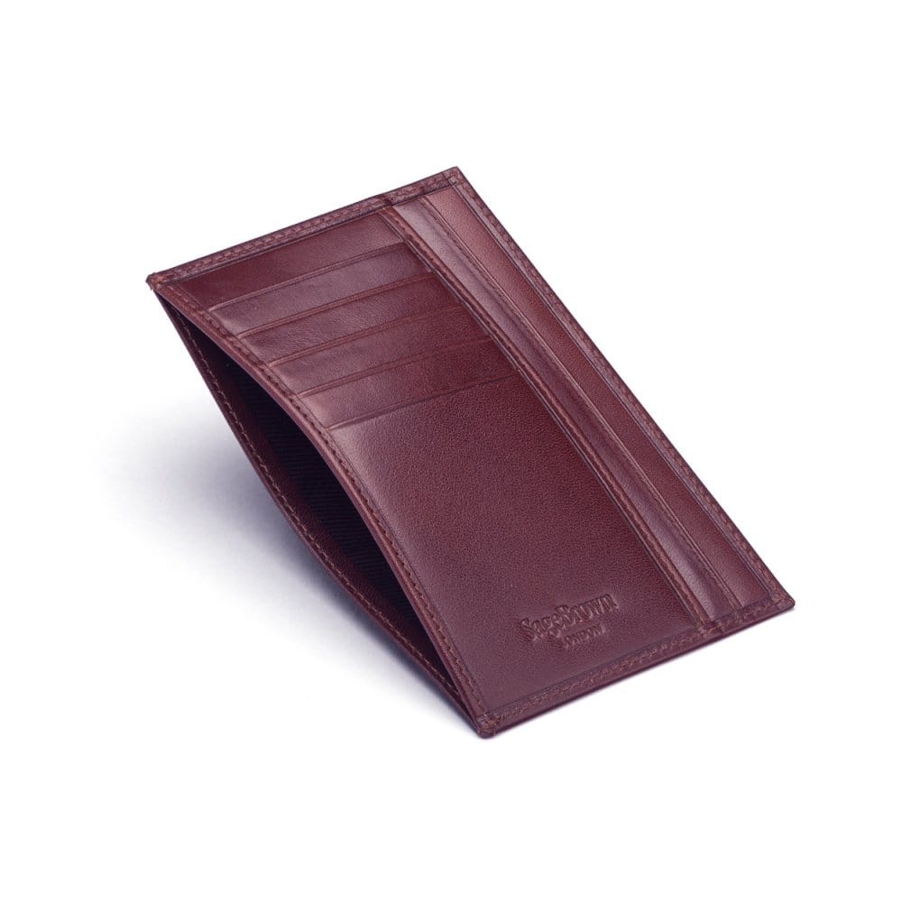 Burgundy Slim Flat Leather Pocket Jotter Card Wallet