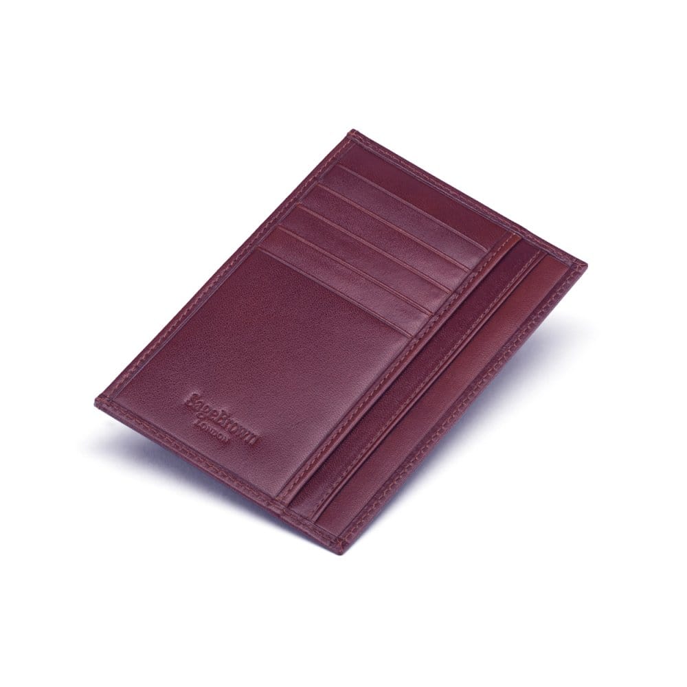 Burgundy Slim Flat Leather Pocket Jotter Card Wallet