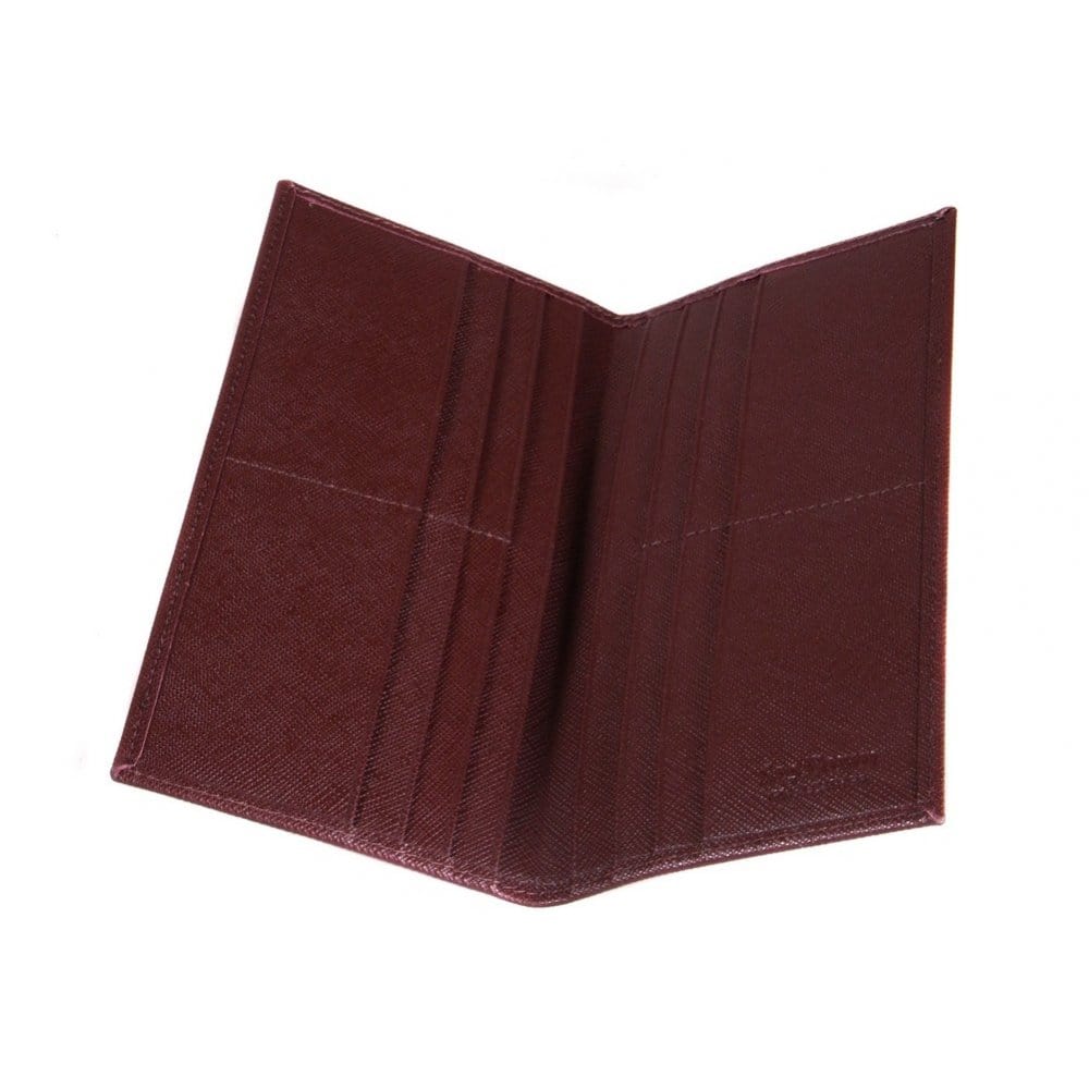 Bordeaux Textured Slim Leather Tall Top Pocket Wallet With 12 CC