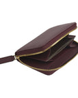 Small leather zip around coin purse, burgundy, interior