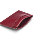 Leather squeeze spring coin purse, burgundy, open