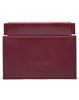 Leather squeeze spring coin purse, burgundy, back