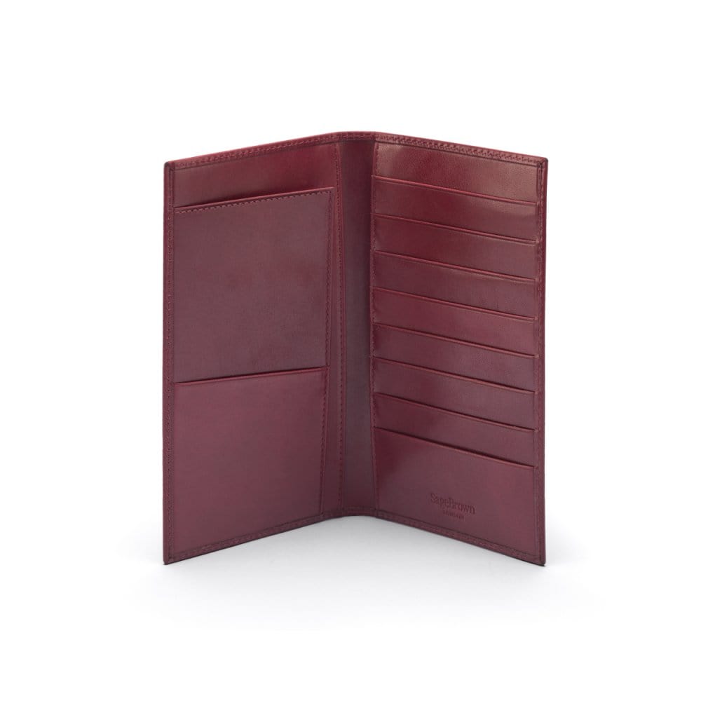 Slim tall leather suit wallet, burgundy, inside