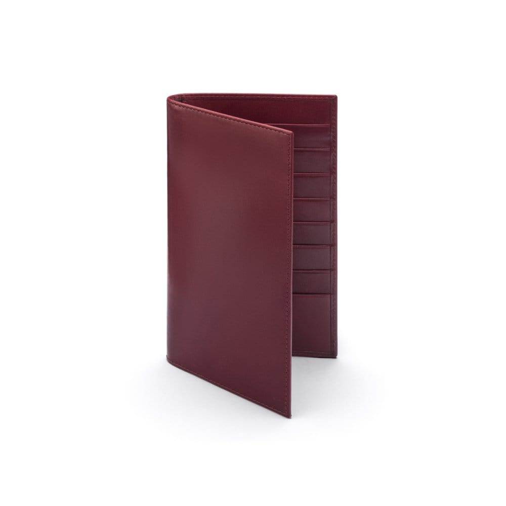 Slim tall leather suit wallet, burgundy, front