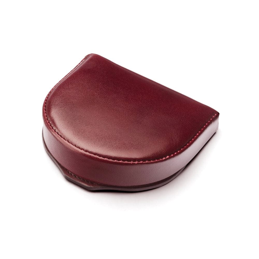 Leather horseshoe coin purse, burgundy, front