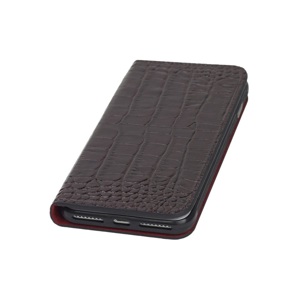 Burgundy Croc With Red iPhone 7 and 8  Plus Wallet Case 