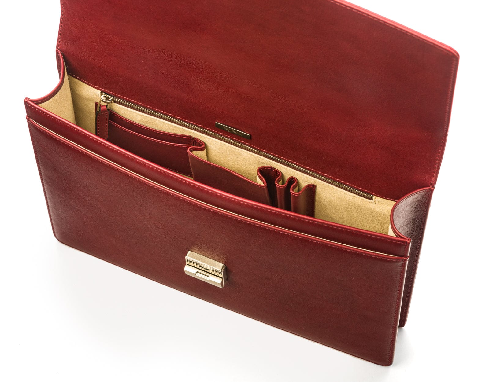 York 13" Leather Briefcase - Burgundy