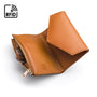 RFID blocking leather envelope purse, camel, open view