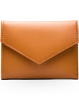 RFID blocking leather envelope purse, camel, front