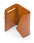 RFID blocking leather envelope purse, camel, interior